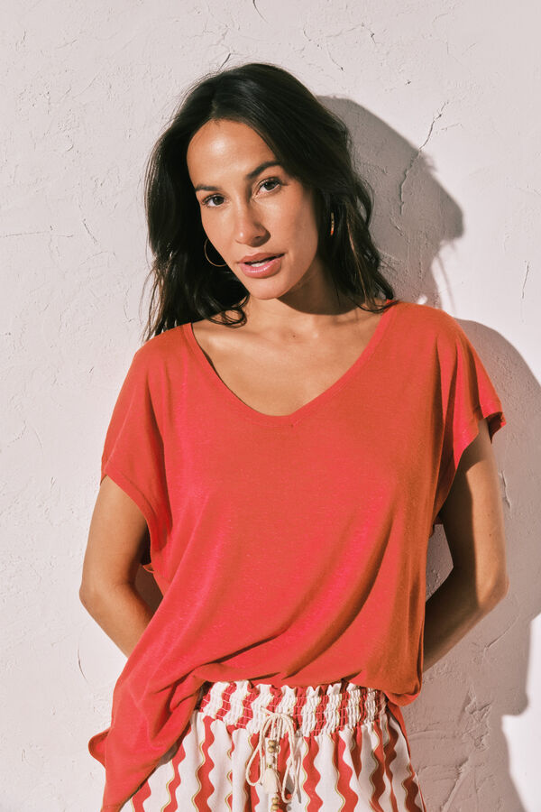 Women'secret Koralna majica sa kratkim rukavima Koralna