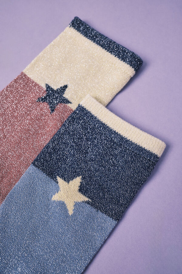 HI&BYE Pink and blue 2-pack socks blue