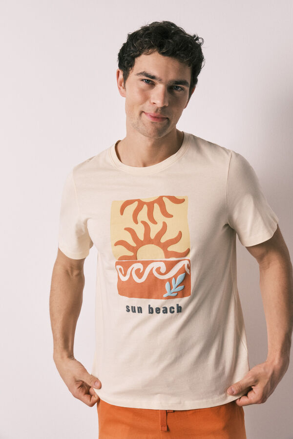 Women'secret Men's short pyjamas cotton gradient print nude