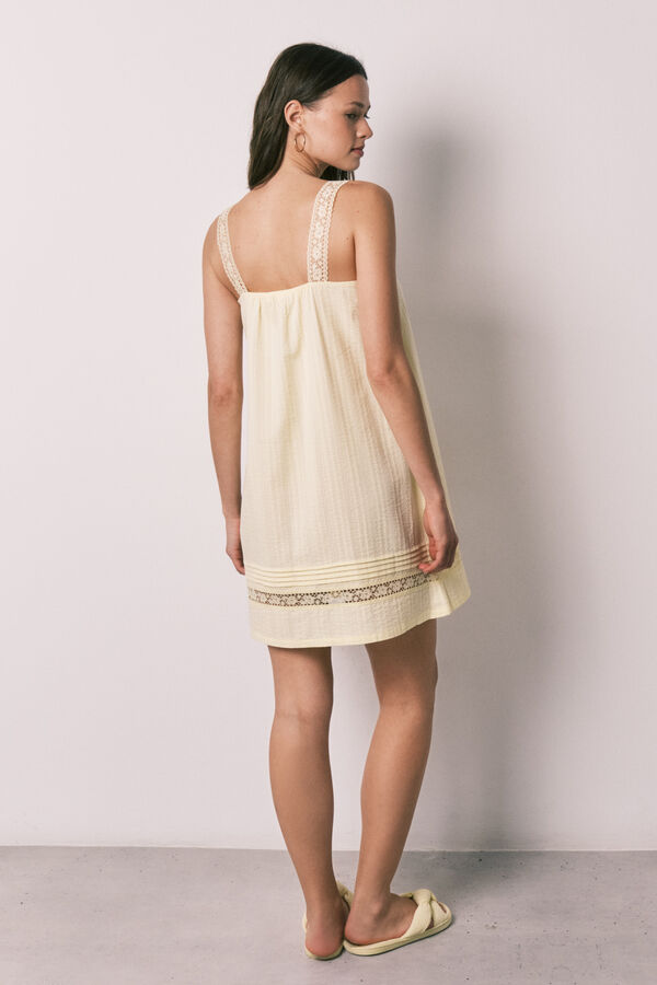 Women'secret Yellow cotton lace short nightgown printed