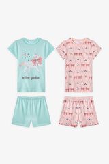 Penti Lot de 2 pyjamas courts enfant licorne vert