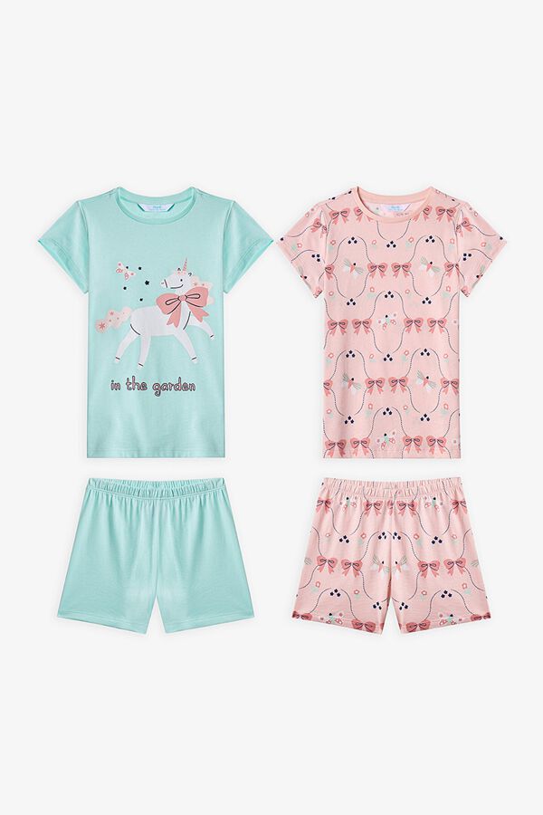 Penti Lot de 2 pyjamas courts enfant licorne vert