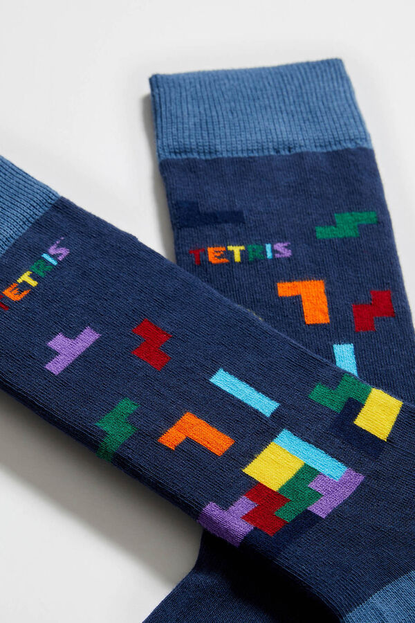 Besocks Calcetines altos Besocks de TETRIS de algod&oacute;n org&aacute;nico color azul blue