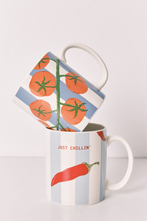 Women'secret Striped, chilli and tomato print 2-pack cups beige
