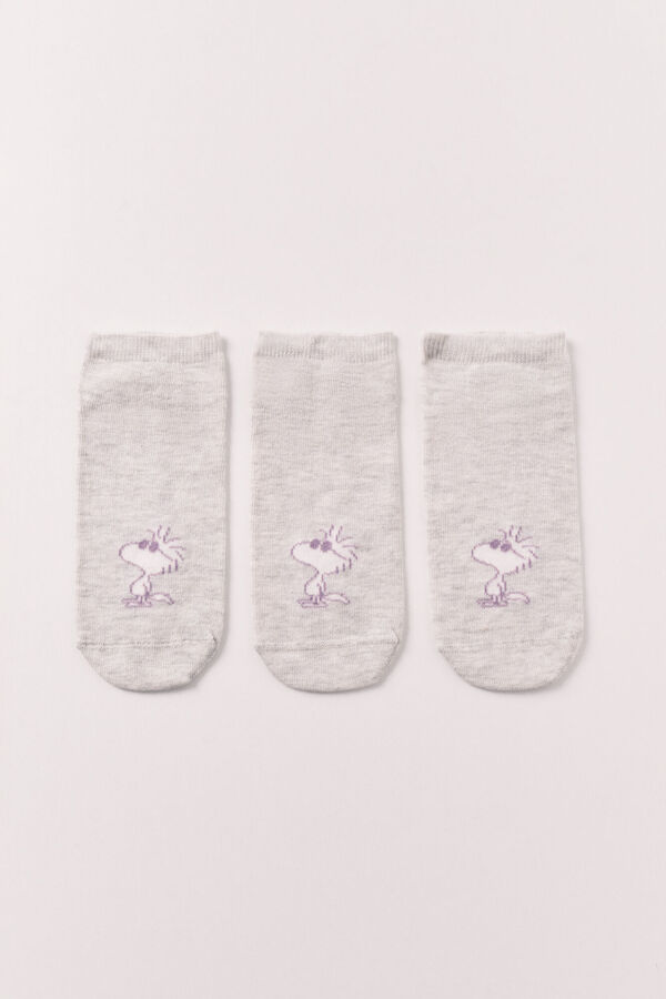 Women'secret Lot de 3 chaussettes courtes imprim&eacute;es Peanuts rose