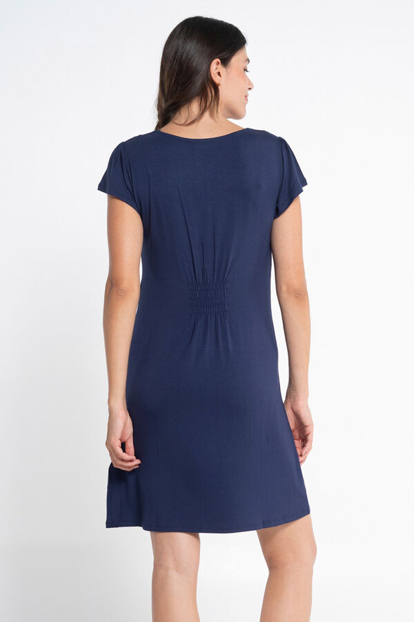 Ohma! Short Sleeve Nursing Nightgown with Lace Plava