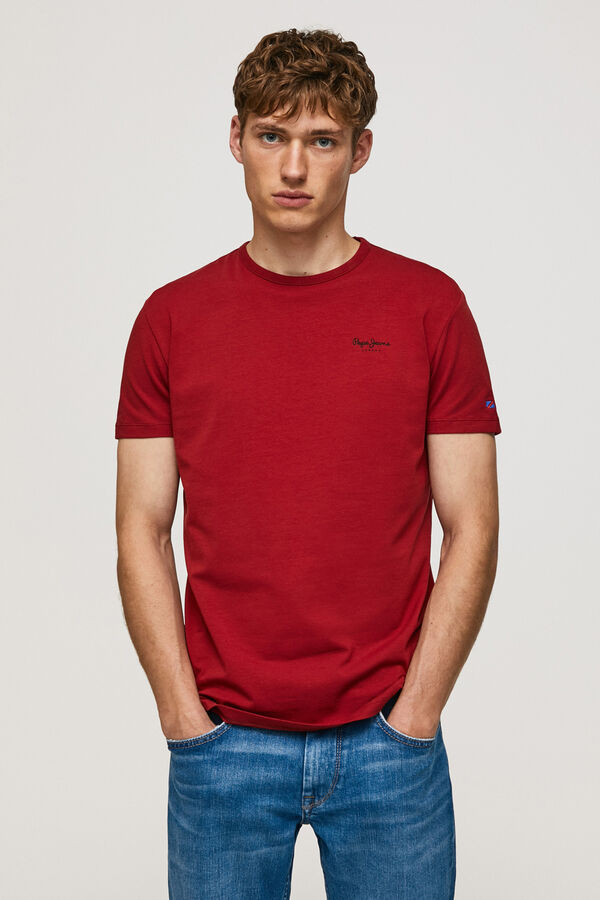 Pepe Jeans Slim fit print logo t-shirt piros