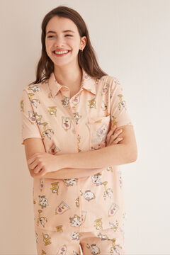 Womensecret Pyjama chemise 100 % coton Disney La belle et la bête rose