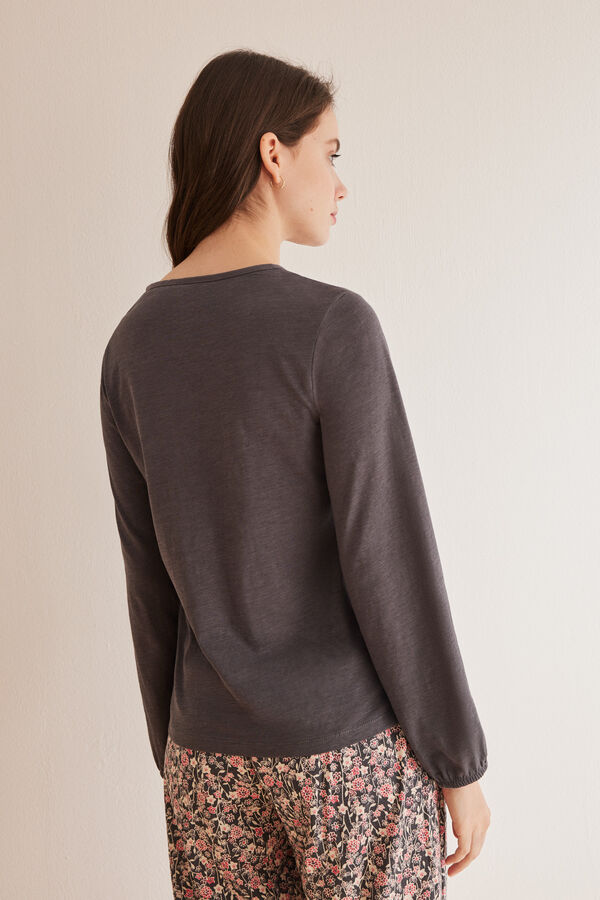 Womensecret Ausgestelltes T-Shirt 100 % Baumwolle Grau Grau