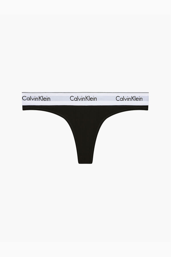 Womensecret Modern Cotton elasticated waist thong Crna