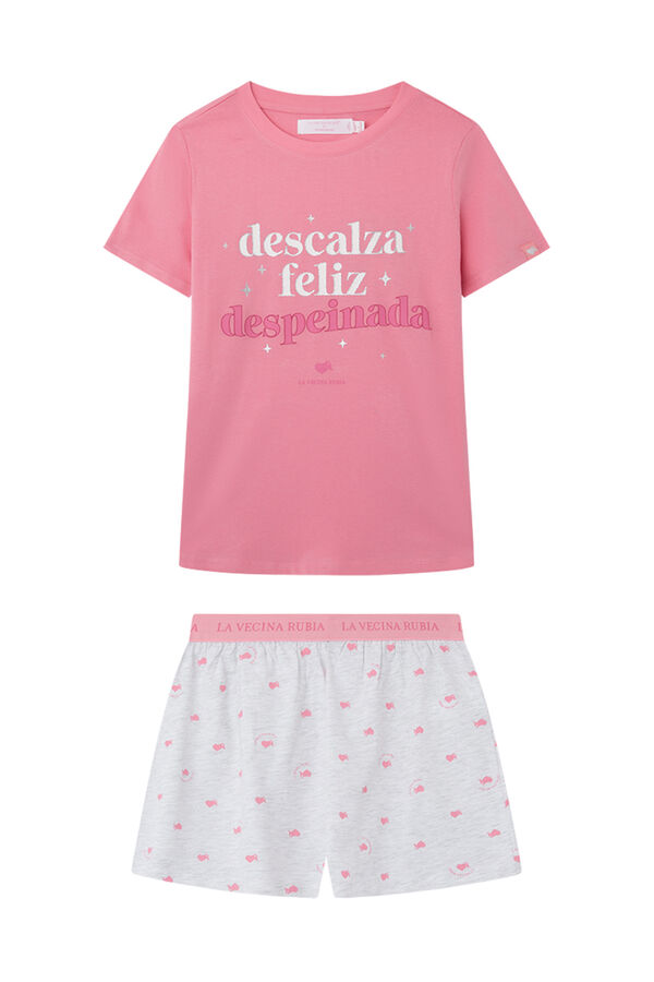 Womensecret Rövid rózsaszín La Vecina Rubia pizsama, 100% pamutból rózsaszín