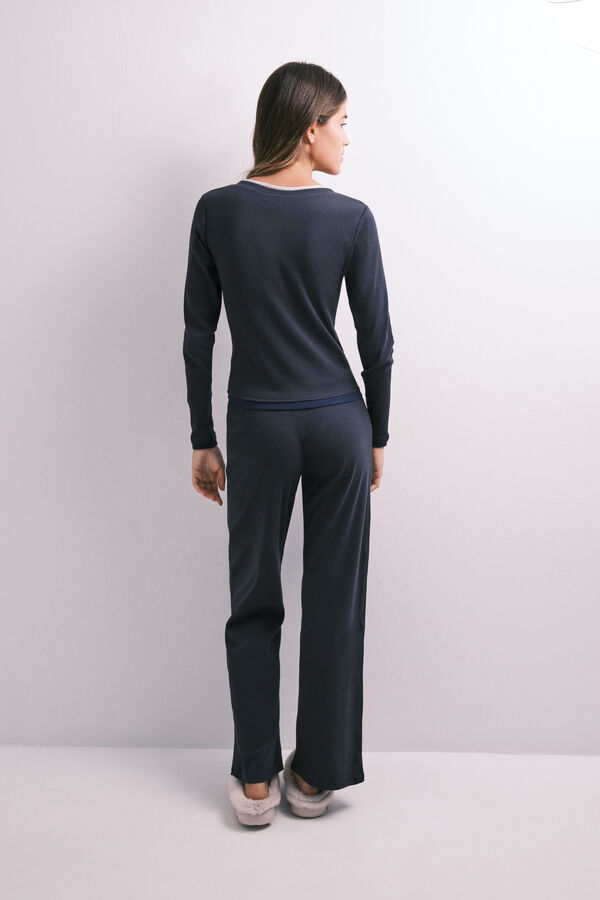 HI&BYE Pyjama long en coton gris fonc&eacute; gris