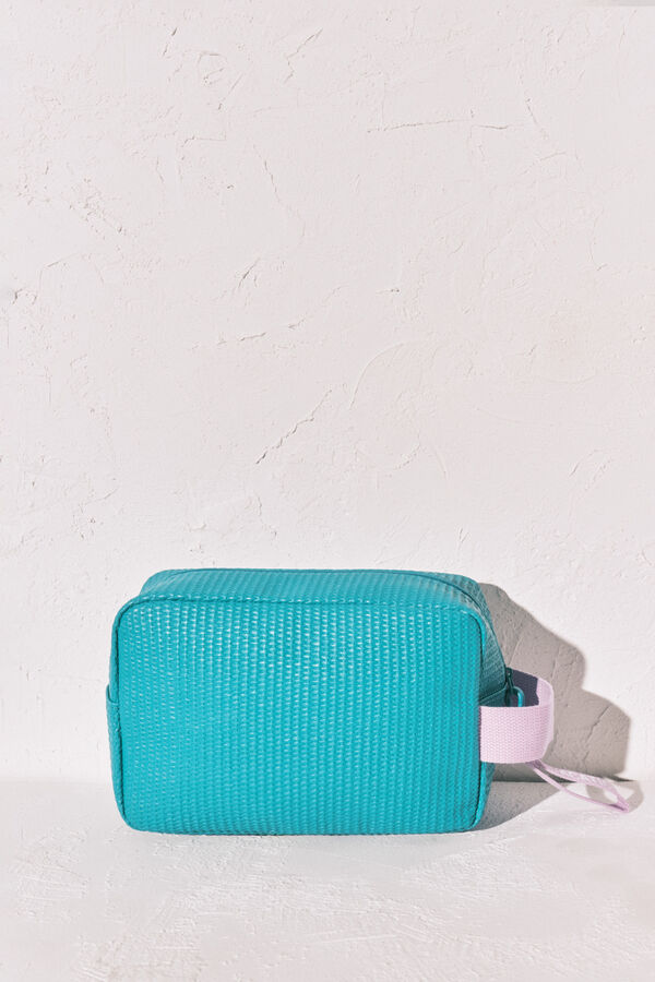 Women'secret Trousse de toilette en gomme texture raphia bleue vert