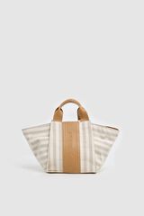 Pepe Jeans Bolso de mano lona rayas marfil