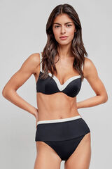Gisela Braga bikini alta multiposici&oacute;n negra ribete negro