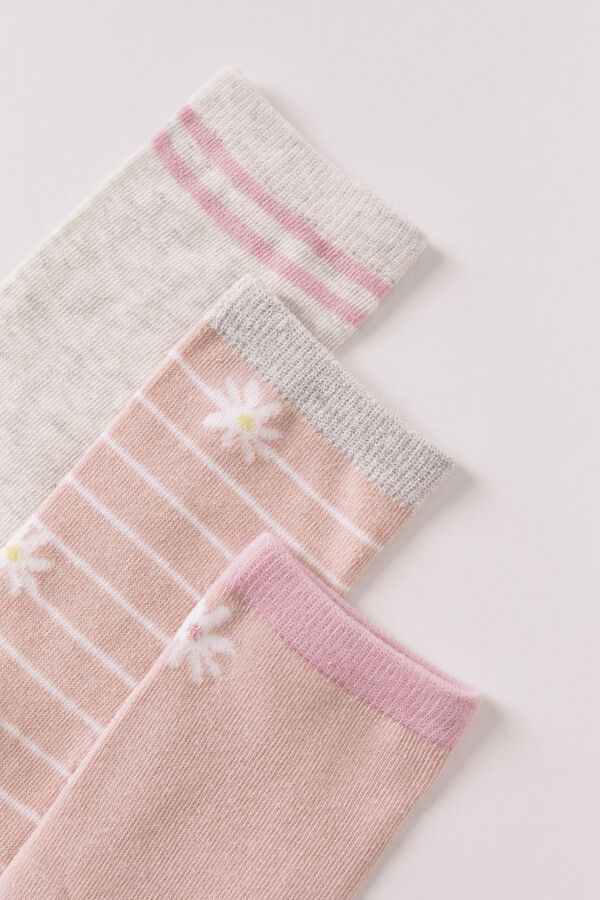 Women'secret Long floral print 3-pack socks printed