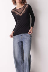 Cotonella Camiseta Manga Larga Cuello Redondo negro