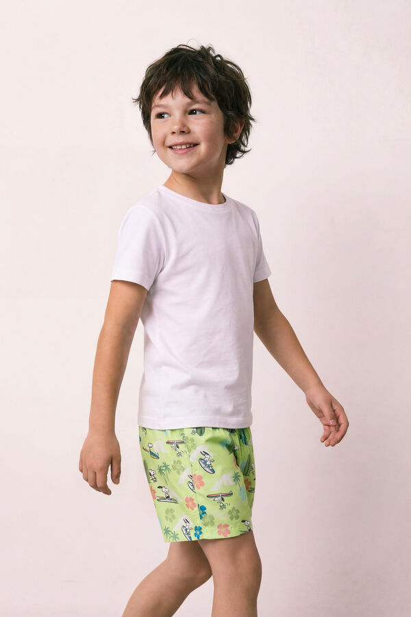 Women'secret Snoopy tropical print kid's swimwear green