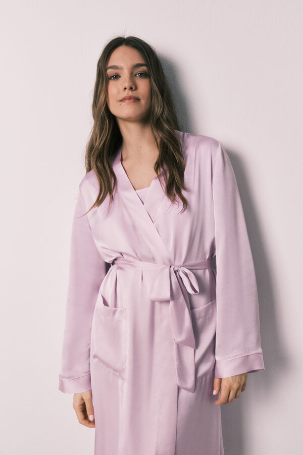 Women'secret Bata midi sat&eacute;n lila morado/lila
