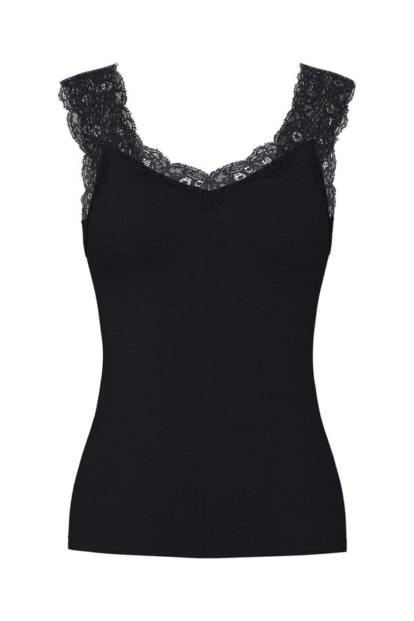 Pieces Top with lace detail black