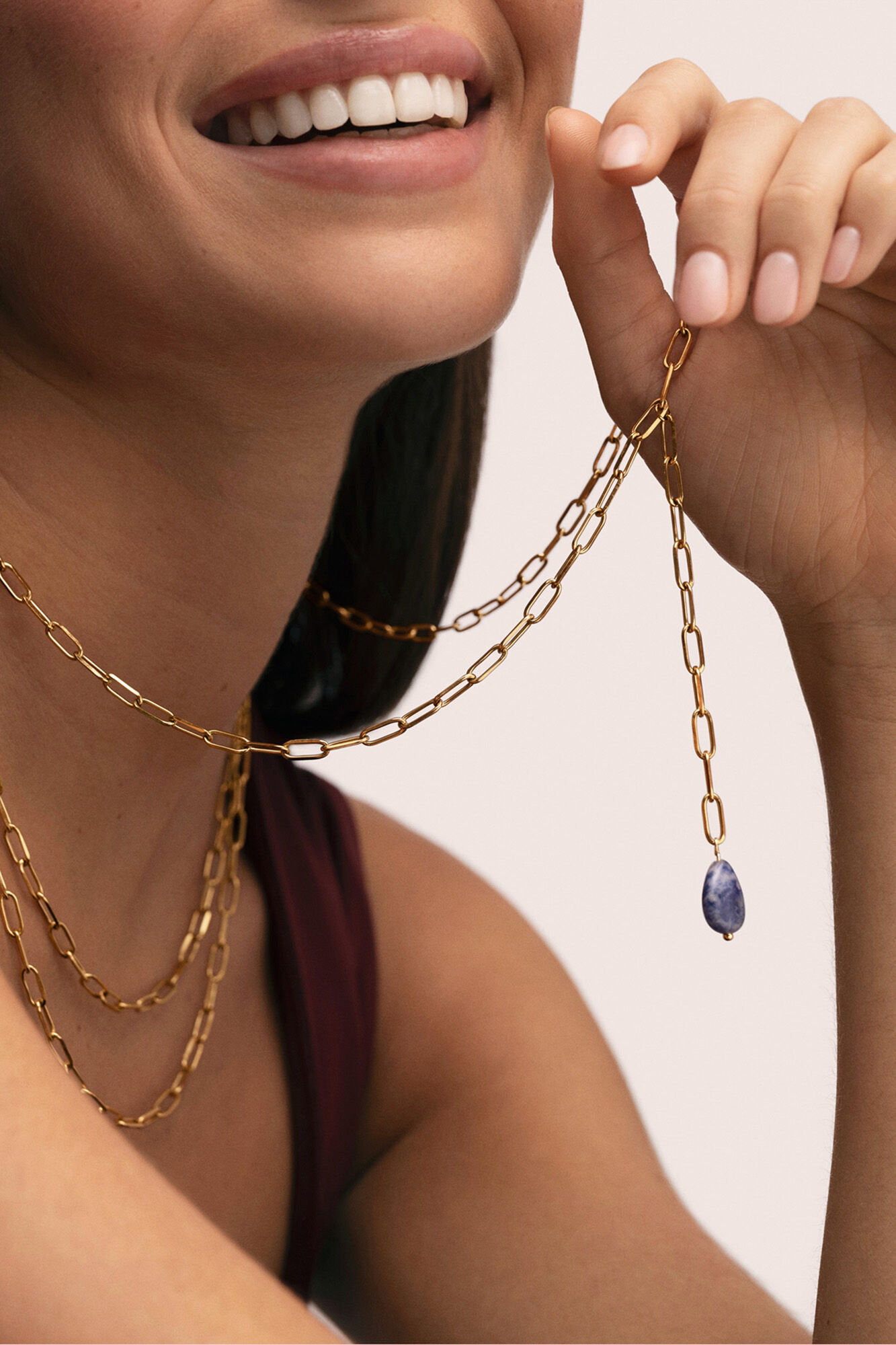 Singularu Halskette Dreifach Chic Drop aus vergoldetem Stahl