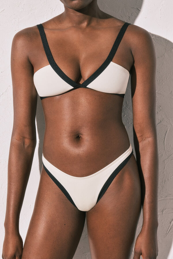 Women'secret B&W color block Brazilian bikini bottoms beige