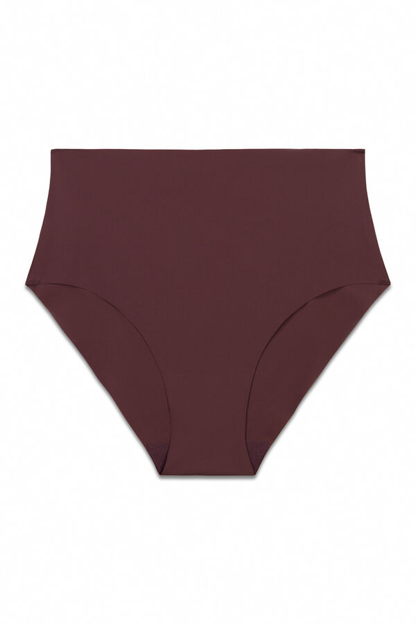 Women'secret Burgundy microfibre high-waisted clean cut panty printed