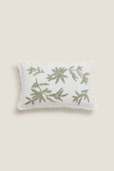 Womensecret Cotton cushion cover with floral fringing bézs