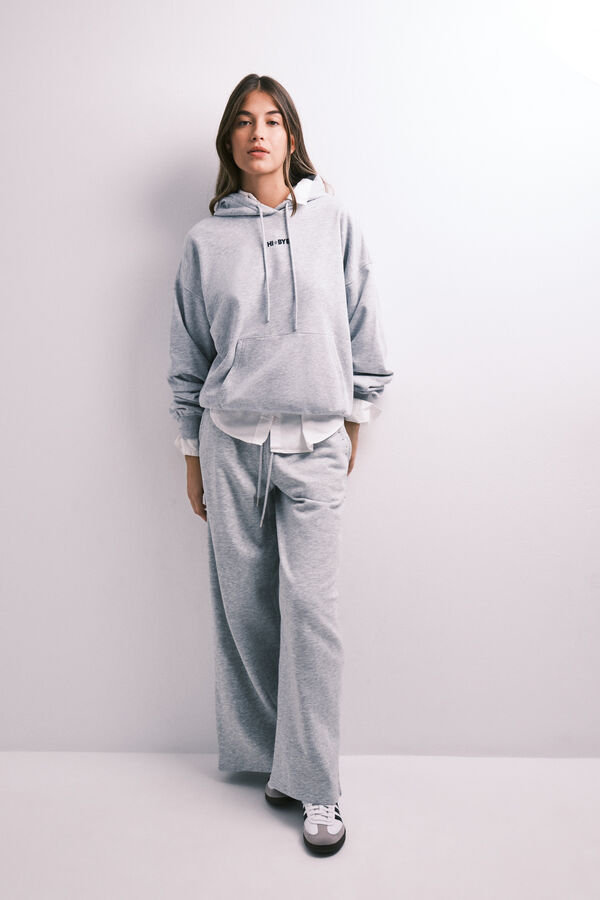HI&BYE Grey long trousers with studs grey