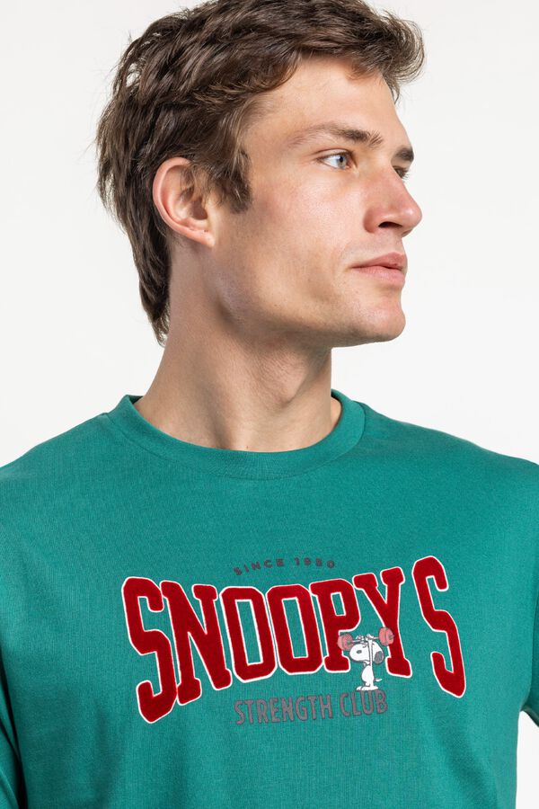 Admas Embroidered Snoopy short pyjamas green