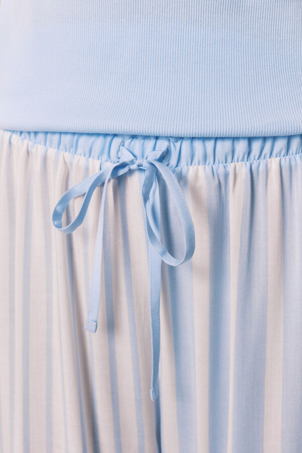 Women'secret Blue cotton and viscose short sleeve long pyjamas blue