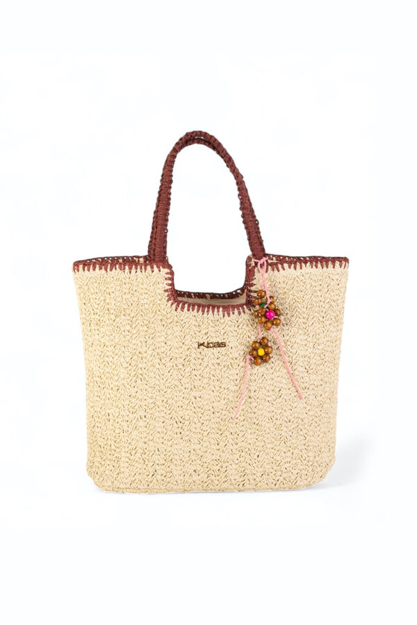 Kbas Sac cabas en fibre naturelle marron