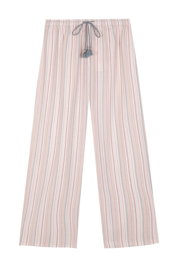 Womensecret Long flannel trousers with multicoloured striped printed