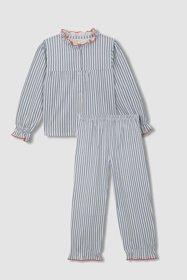 Gocco Pijama de raias com contraste azul azul