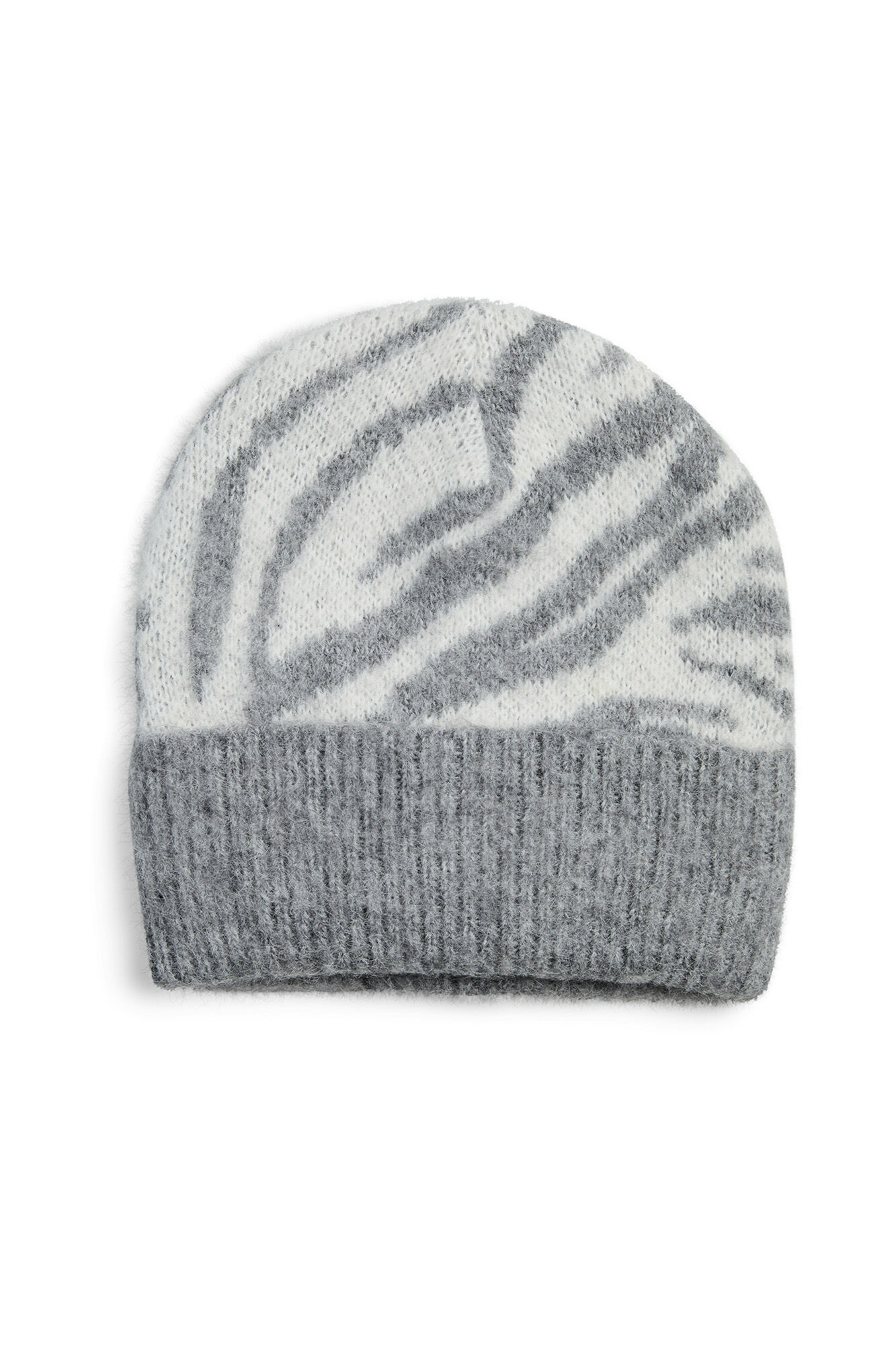 Pieces Strickm&uuml;tze mit Zebra-Animal-Print