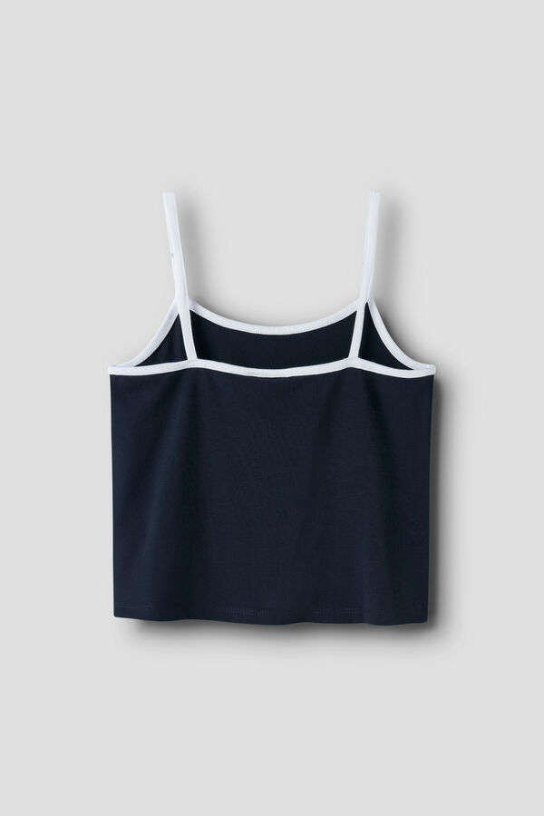 Lmtd Top cropped tirantes finos ribetes B&W azul