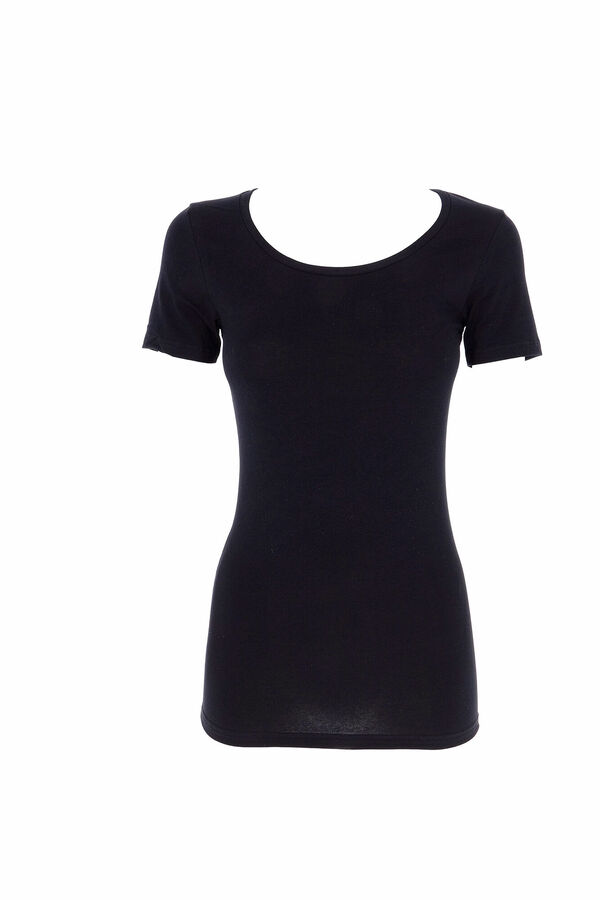 Cotonella Women's thermal round neck short-sleeved T-shirt black