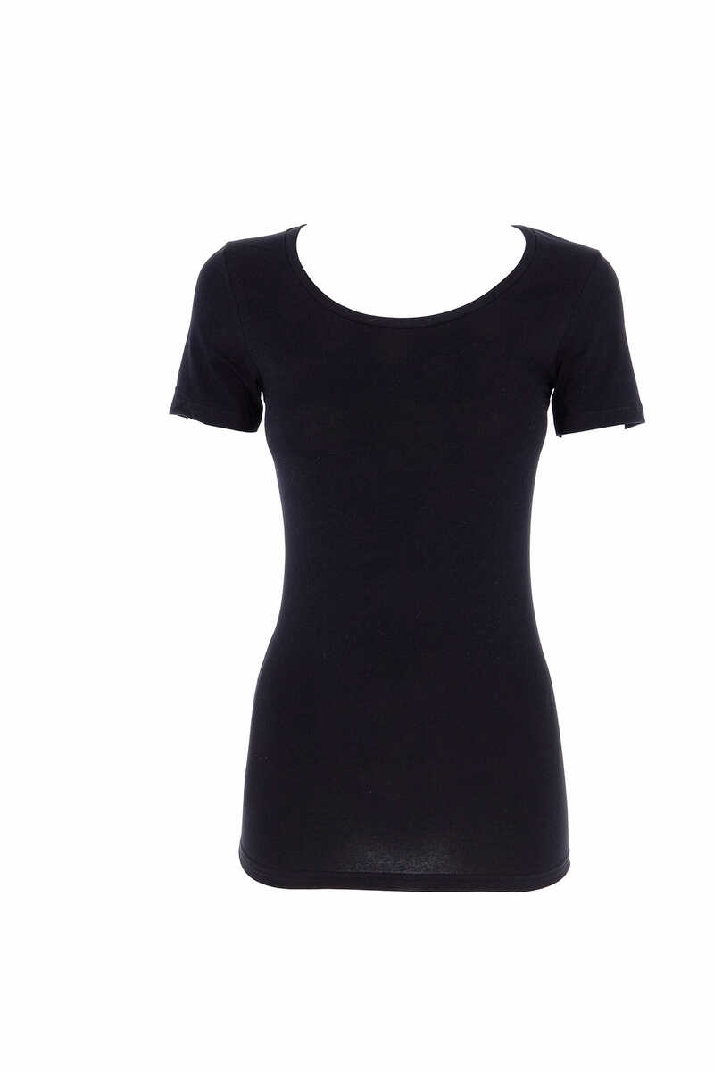 Womensecret Women's thermal round neck short-sleeved T-shirt black
