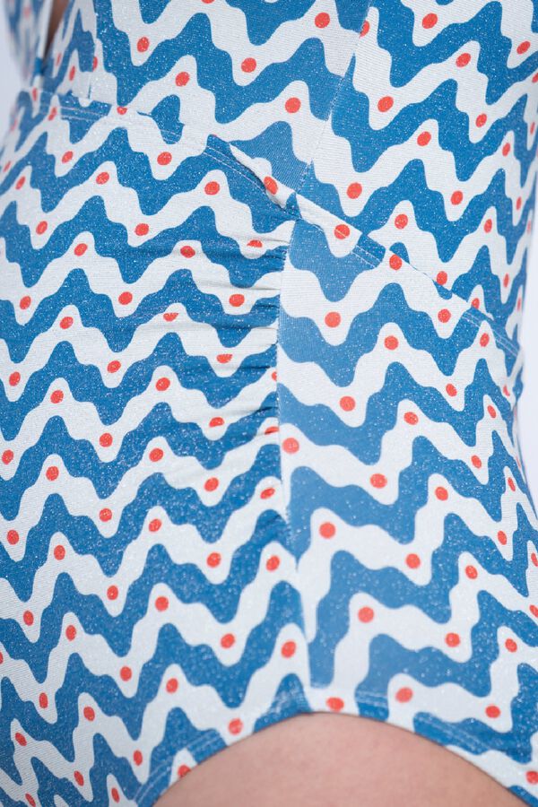 Ohma Printed lurex maternity swimwear blue