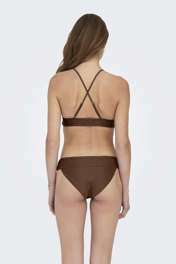 Womensecret Top de bikini triangular canalé marrón