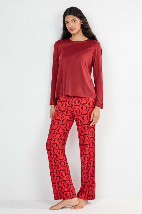 Gisela Long pyjamas with T-shirt burgundy