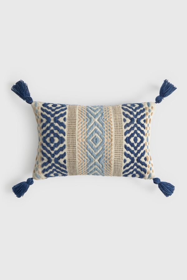 Textura Ethnic embroidered cushion case grey