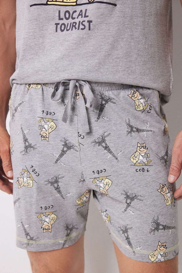 Womensecret Pijama corto hombre 100% algodón Cobi gris