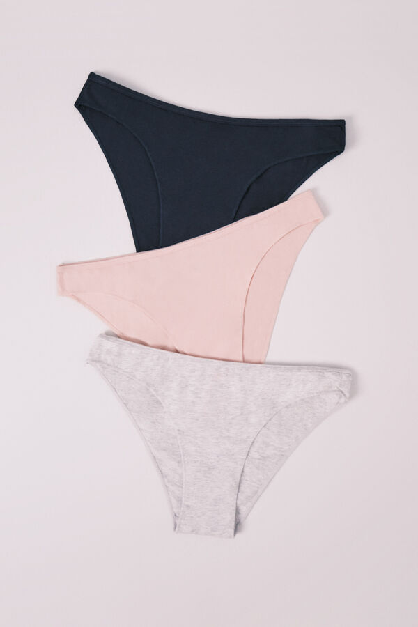 HI&BYE Lot de 3 culottes classiques coupe en U bleues bleu