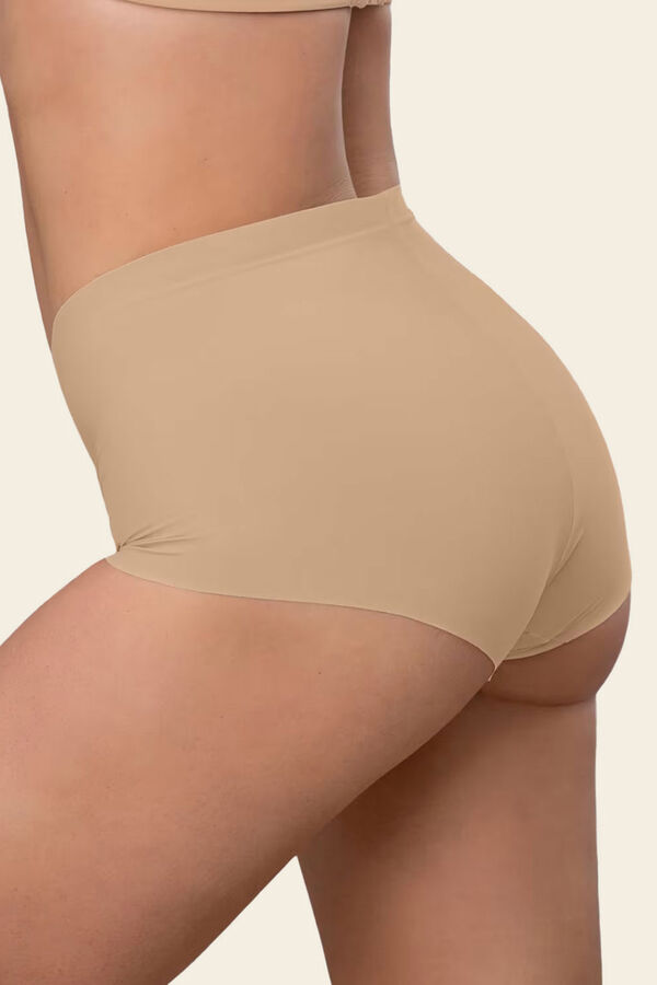 Leonisa Cueca boxer de cintura alta com efeito invis&iacute;vel bege