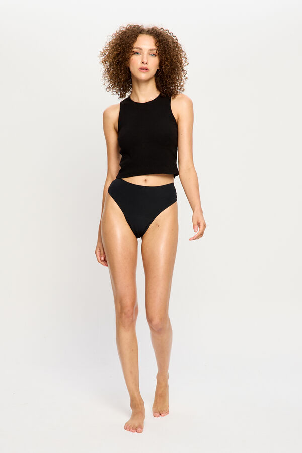 Modibodi Modicomfort Tanga Menstrual Flujo Moderado Black negro