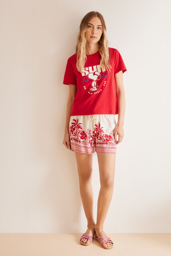 Womensecret Red 100% cotton Snoopy T-shirt  Crvena