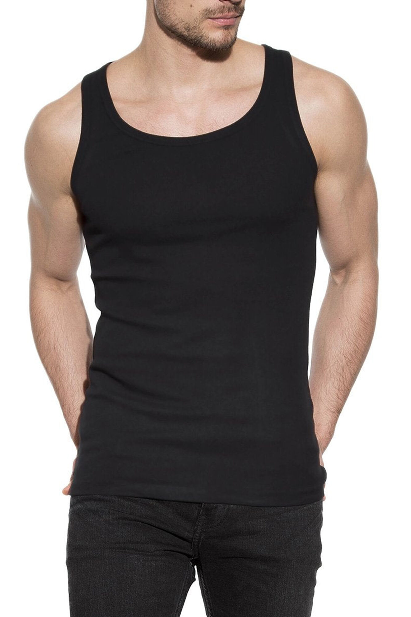 Bread & Boxers Pack 2 camisetas sin mangas de algod&oacute;n org&aacute;nico negras