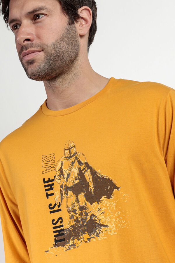 Admas Pijama largo Mandalorian 100% algod&oacute;n para hombre amarillo