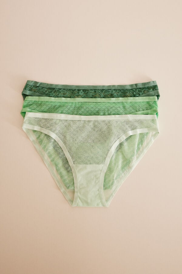 Womensecret 3-pack of classic lace panties green